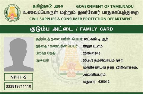 smart ration card nphh details|ration card.